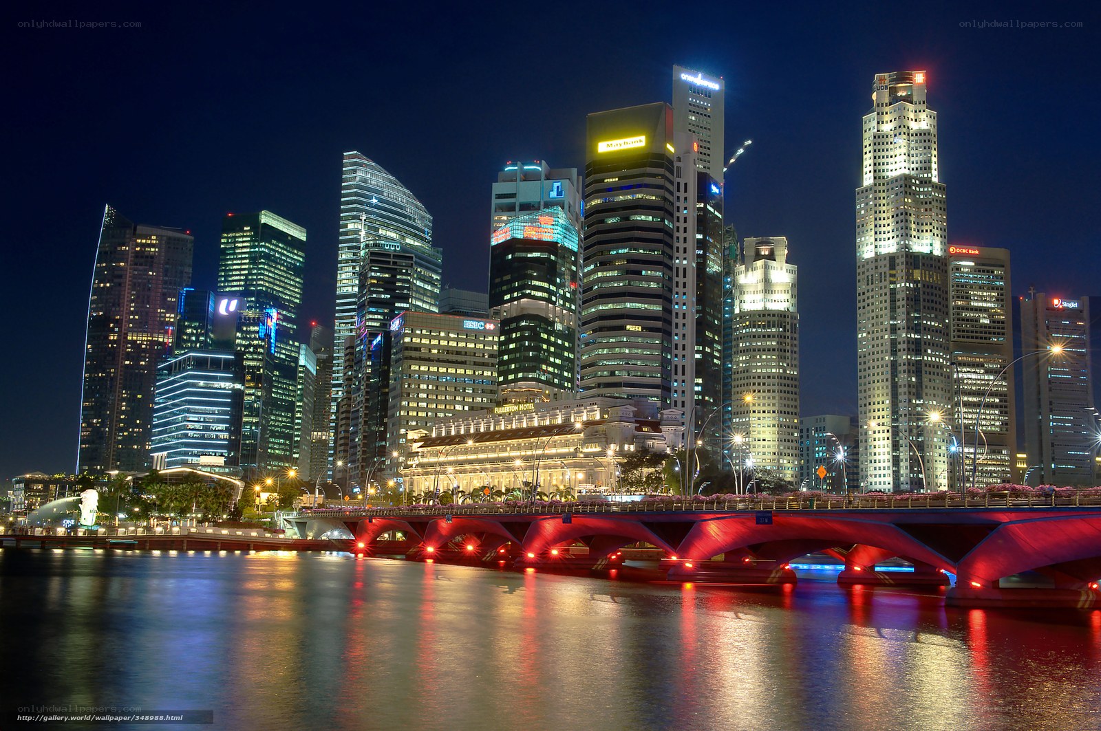 Singapore skyline at night