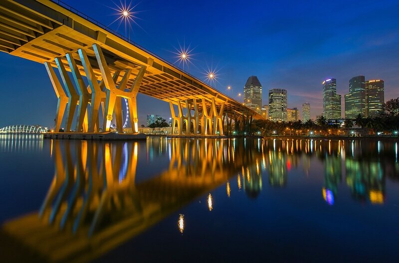 Singapore skyline at night