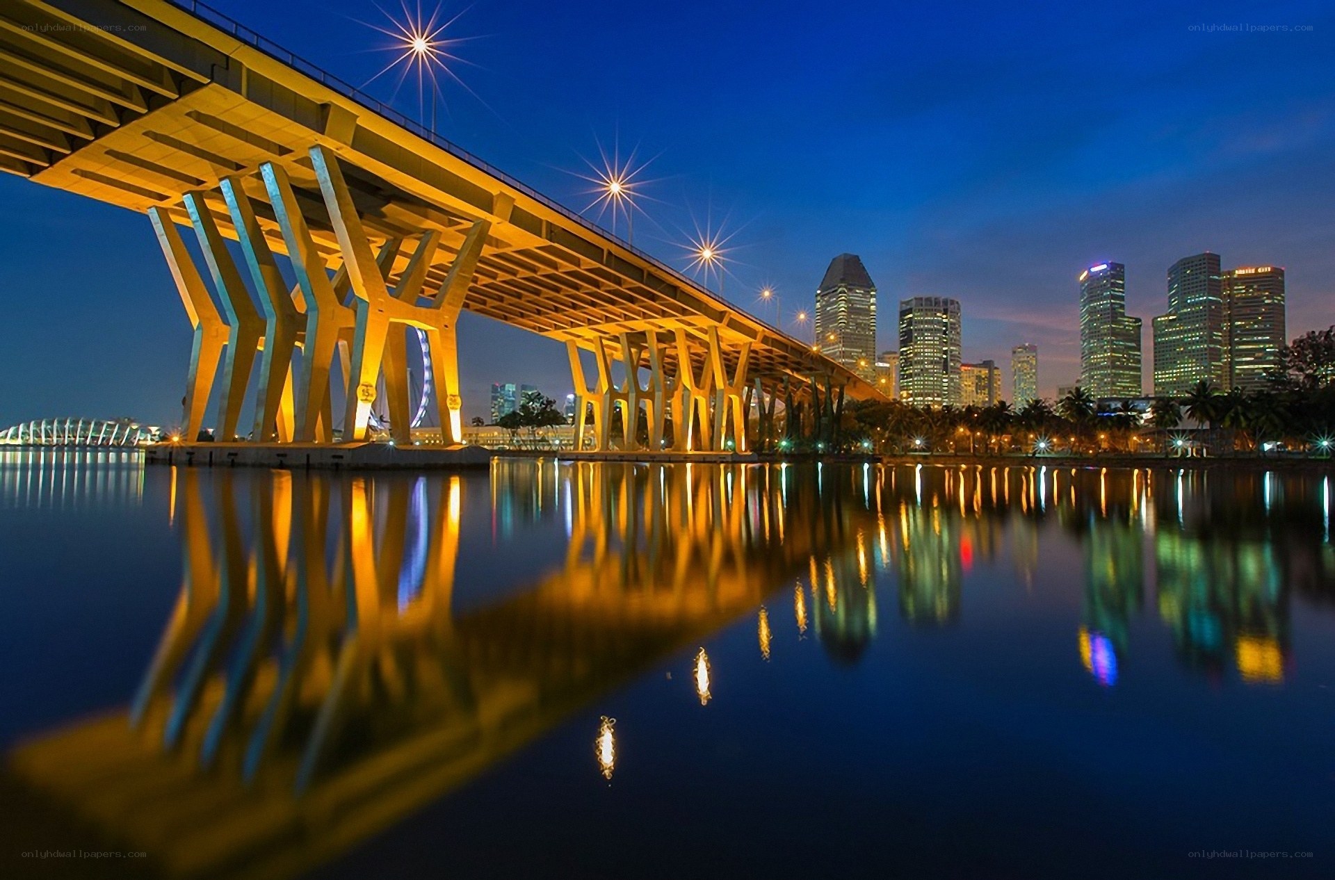 Singapore skyline at night