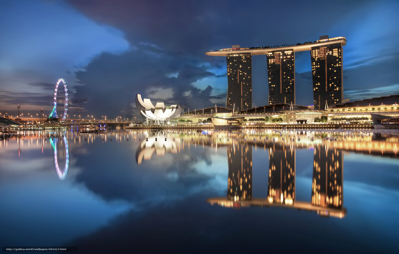 Singapore skyline at night