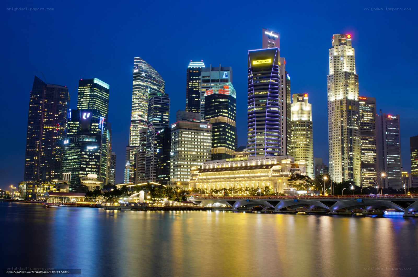 Singapore skyline at night