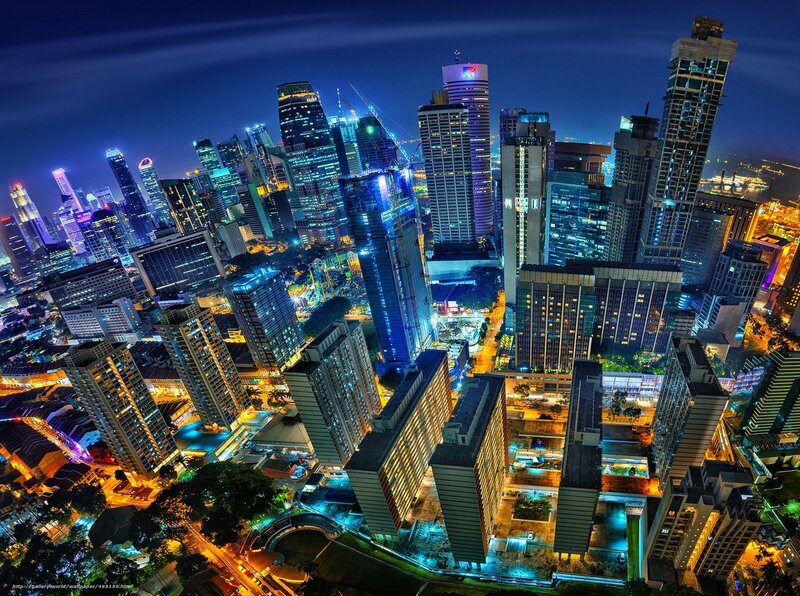 Singapore skyline at night