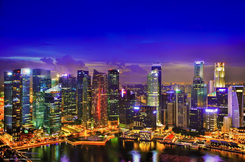 Singapore skyline at night