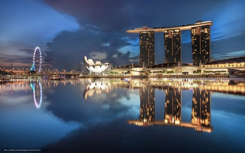 Singapore skyline at night