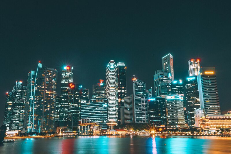Singapore skyline at night