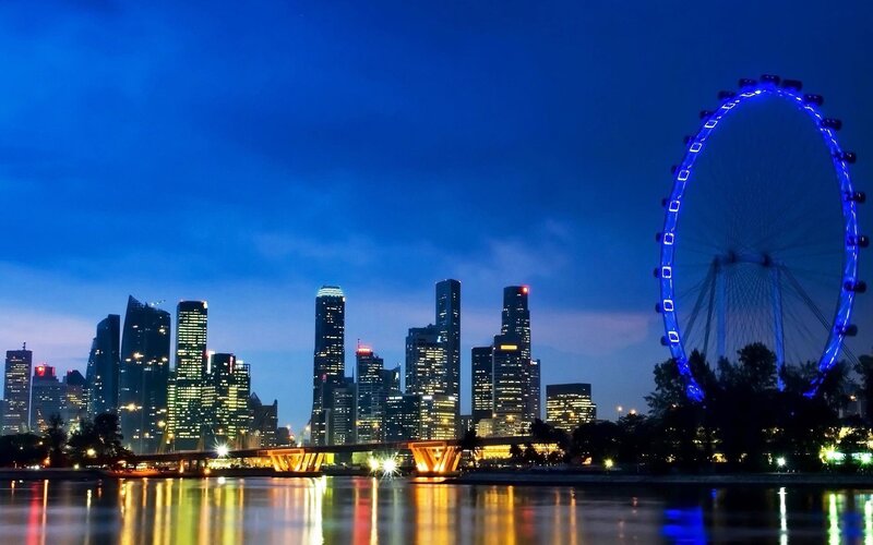 Singapore skyline at night