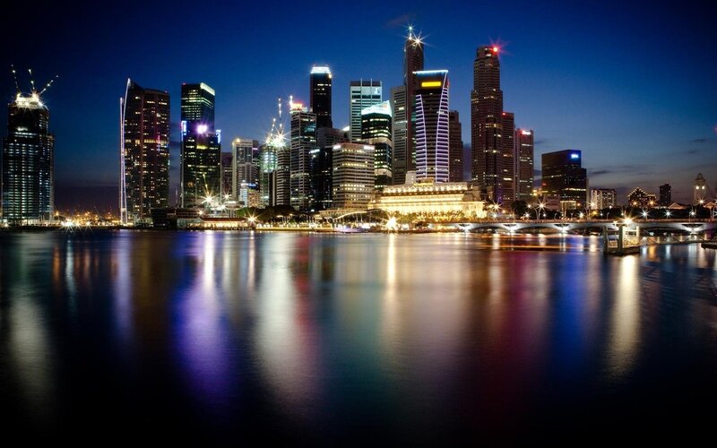 Singapore skyline at night