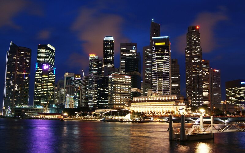Singapore skyline at night