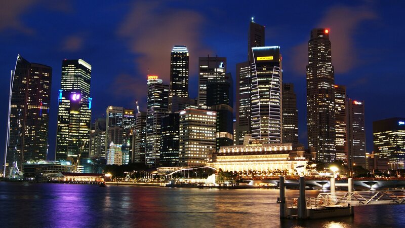 Singapore skyline at night