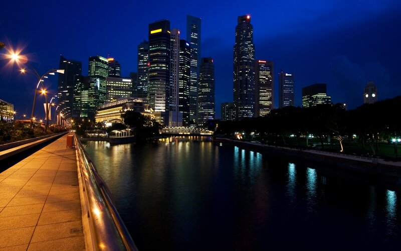 Singapore skyline at night