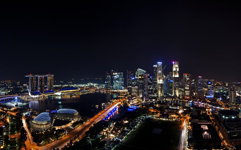 Singapore skyline at night