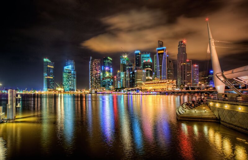 Singapore skyline at night