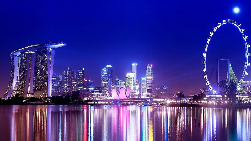 Singapore skyline at night