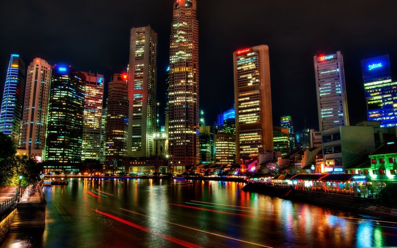 Singapore skyline at night