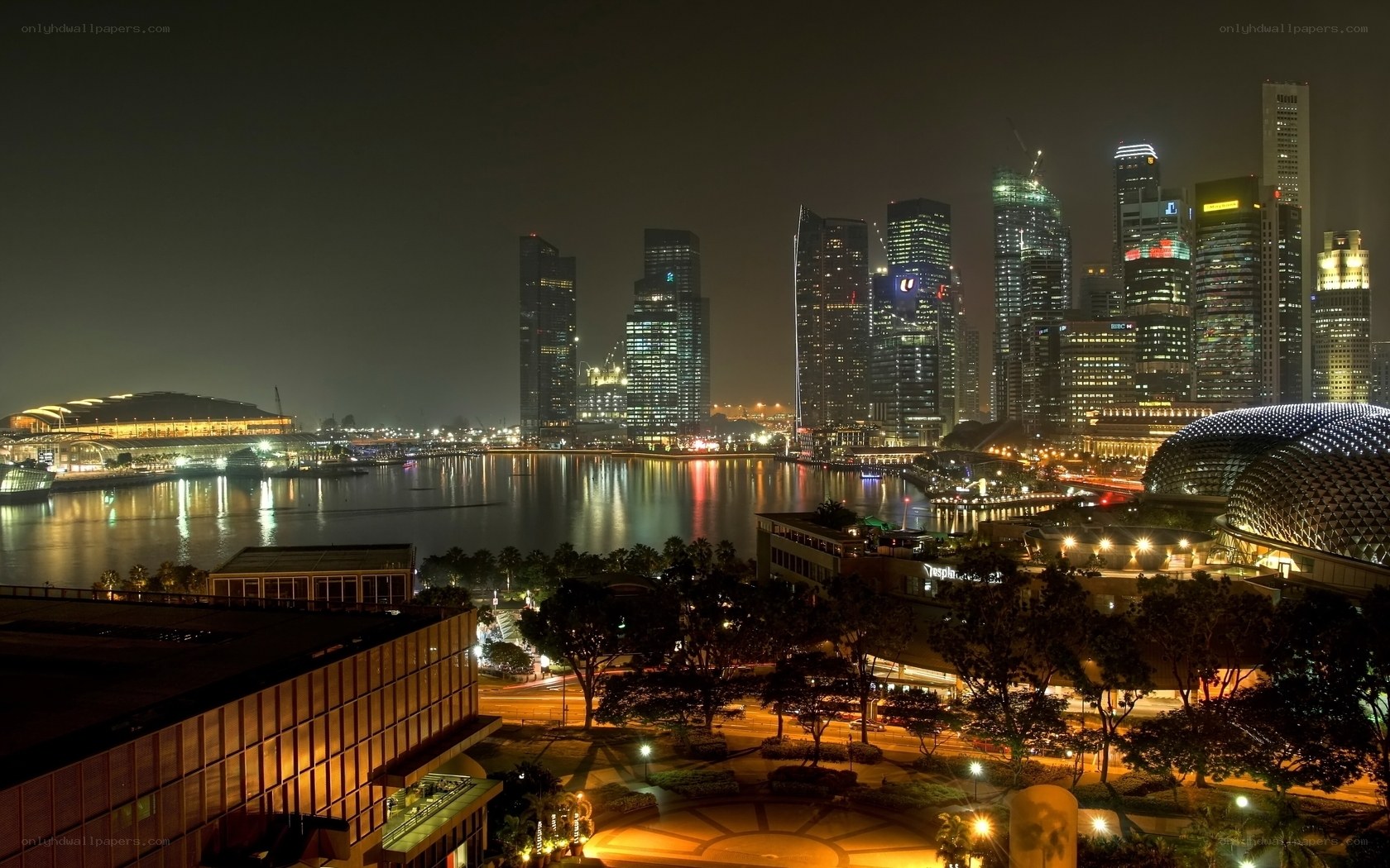 Singapore skyline at night