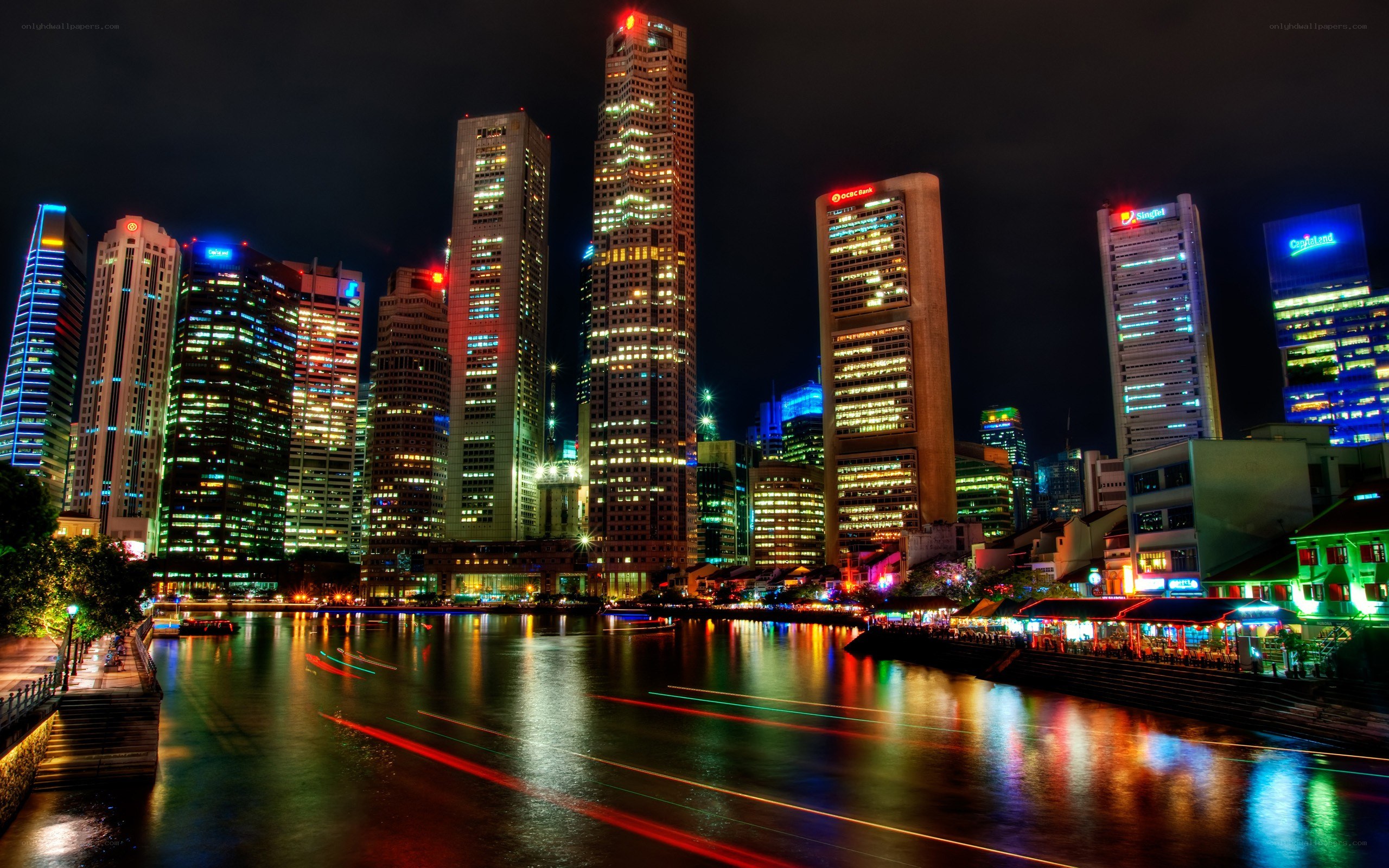 Singapore skyline at night