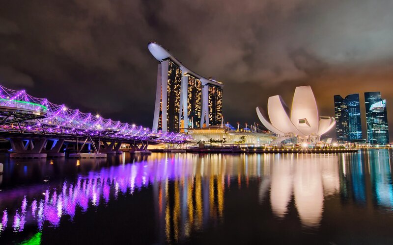 Singapore skyline at night