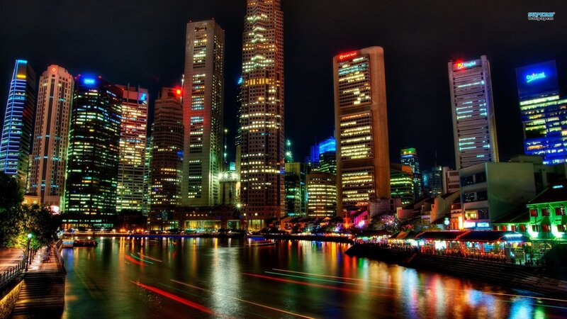 Singapore skyline at night
