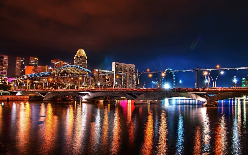 Singapore skyline at night