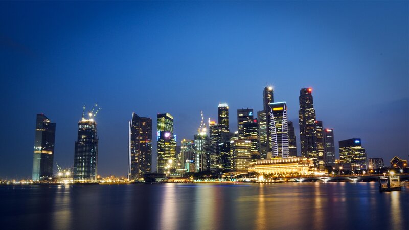Singapore skyline at night