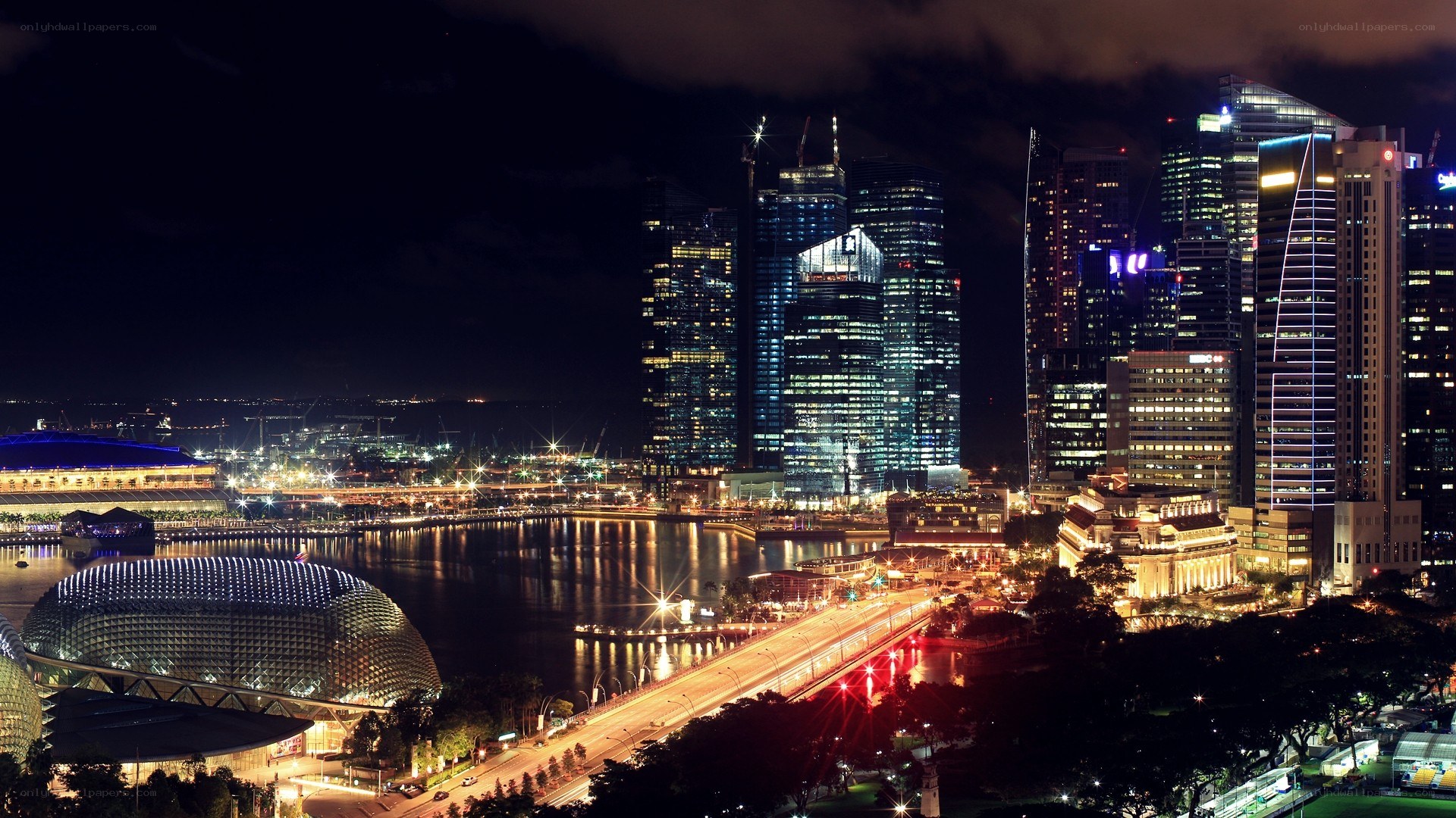 Singapore skyline at night