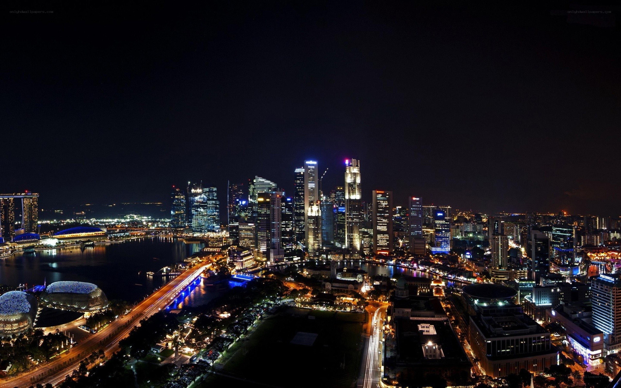 Singapore skyline at night