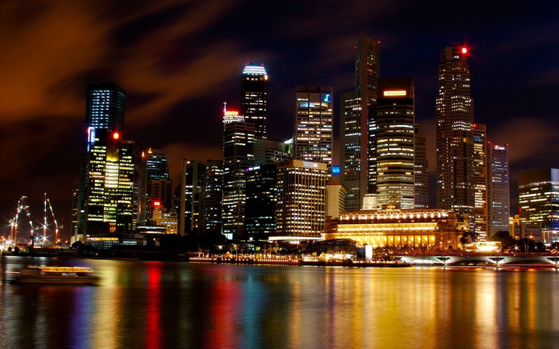 Singapore skyline at night
