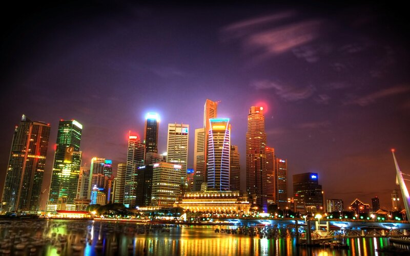 Singapore skyline at night