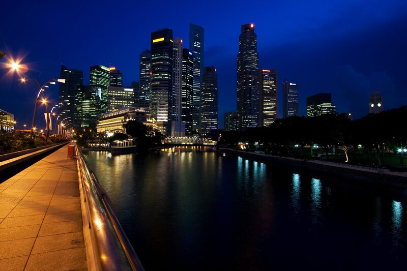 Singapore skyline at night