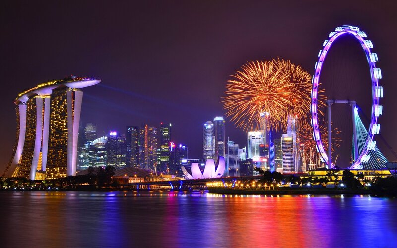 Singapore skyline at night