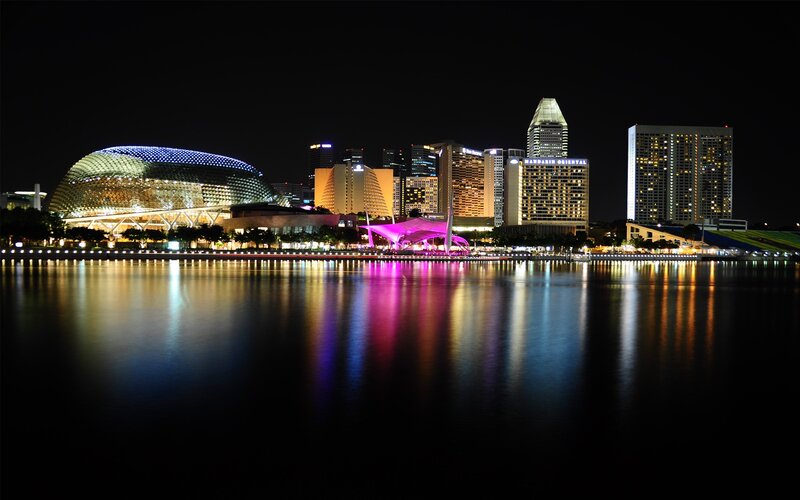 Singapore Skyline at Night — Black, Serene