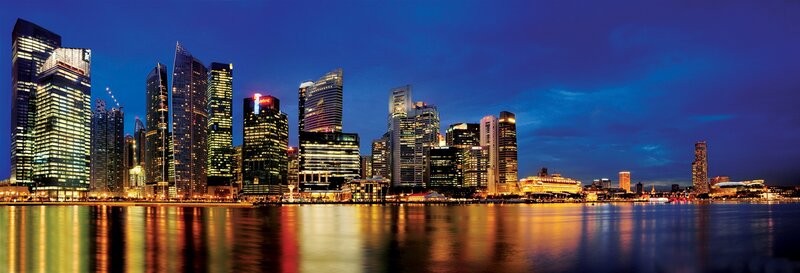 Singapore Skyline at Night — Blue, Calm