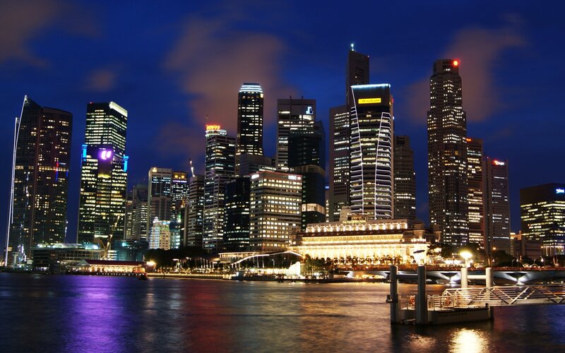 Singapore Skyline at Night — Blue, Dramatic