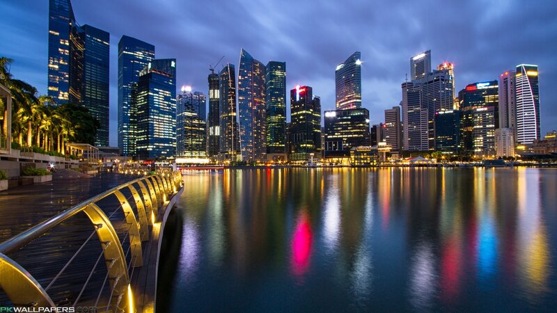 Singapore Skyline at Night — Blue, Serene