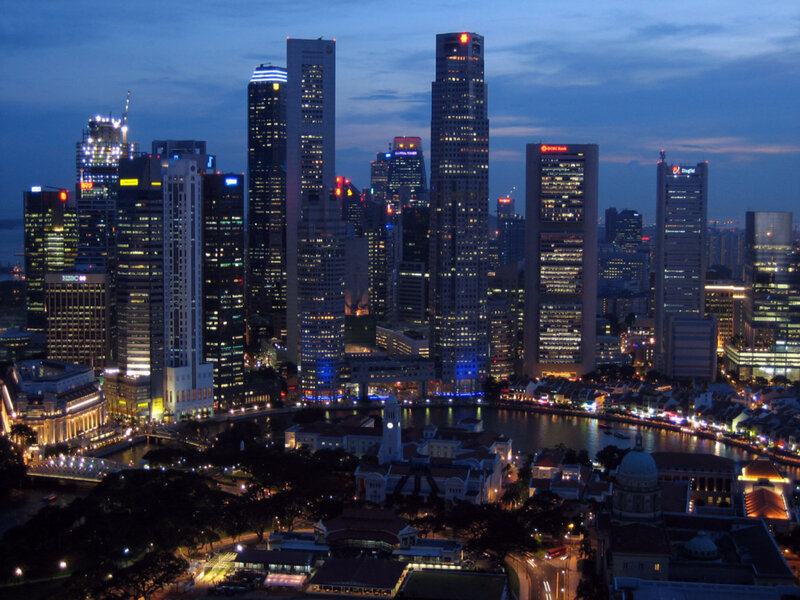 Singapore Skyline at Night — Buildings