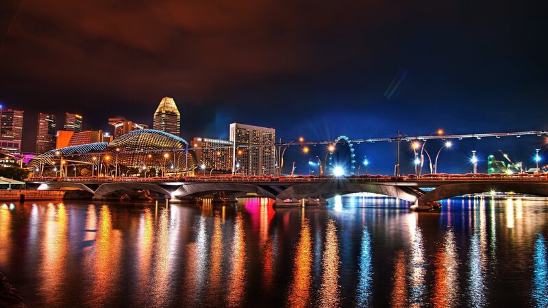 Singapore Skyline at Night — Orange