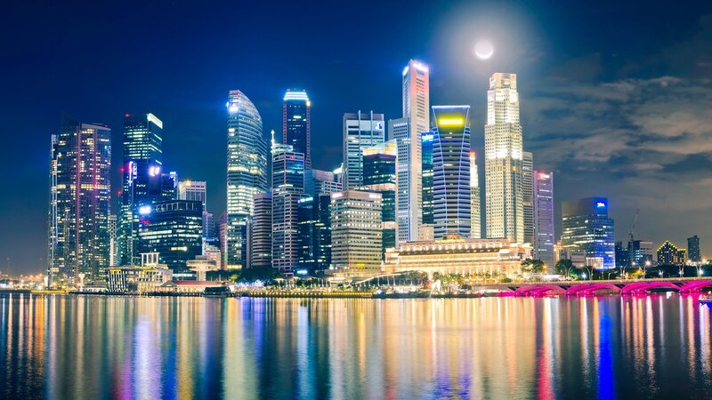 Singapore Skyline at Night — Yellow