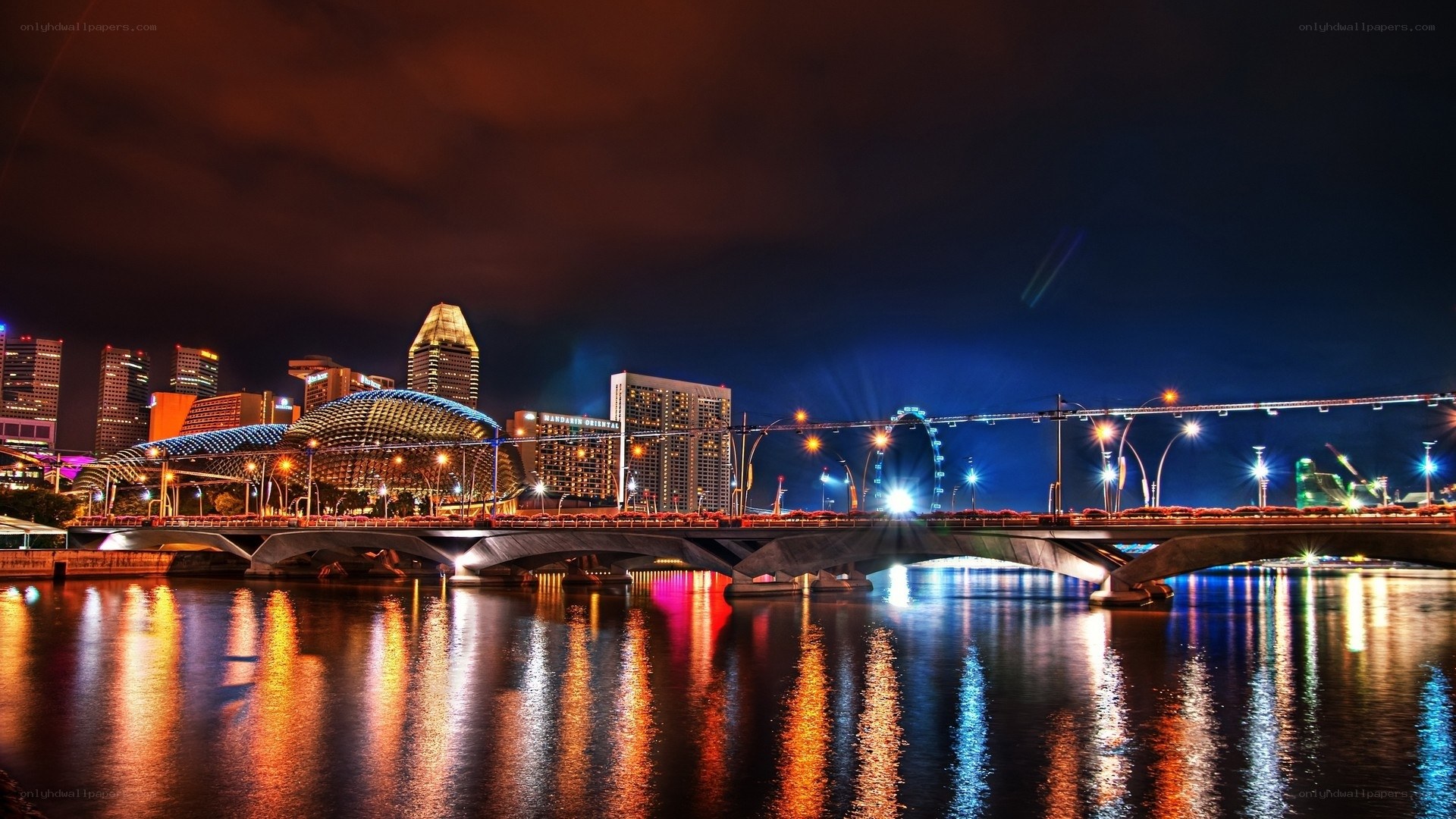 Singapore skyline at night