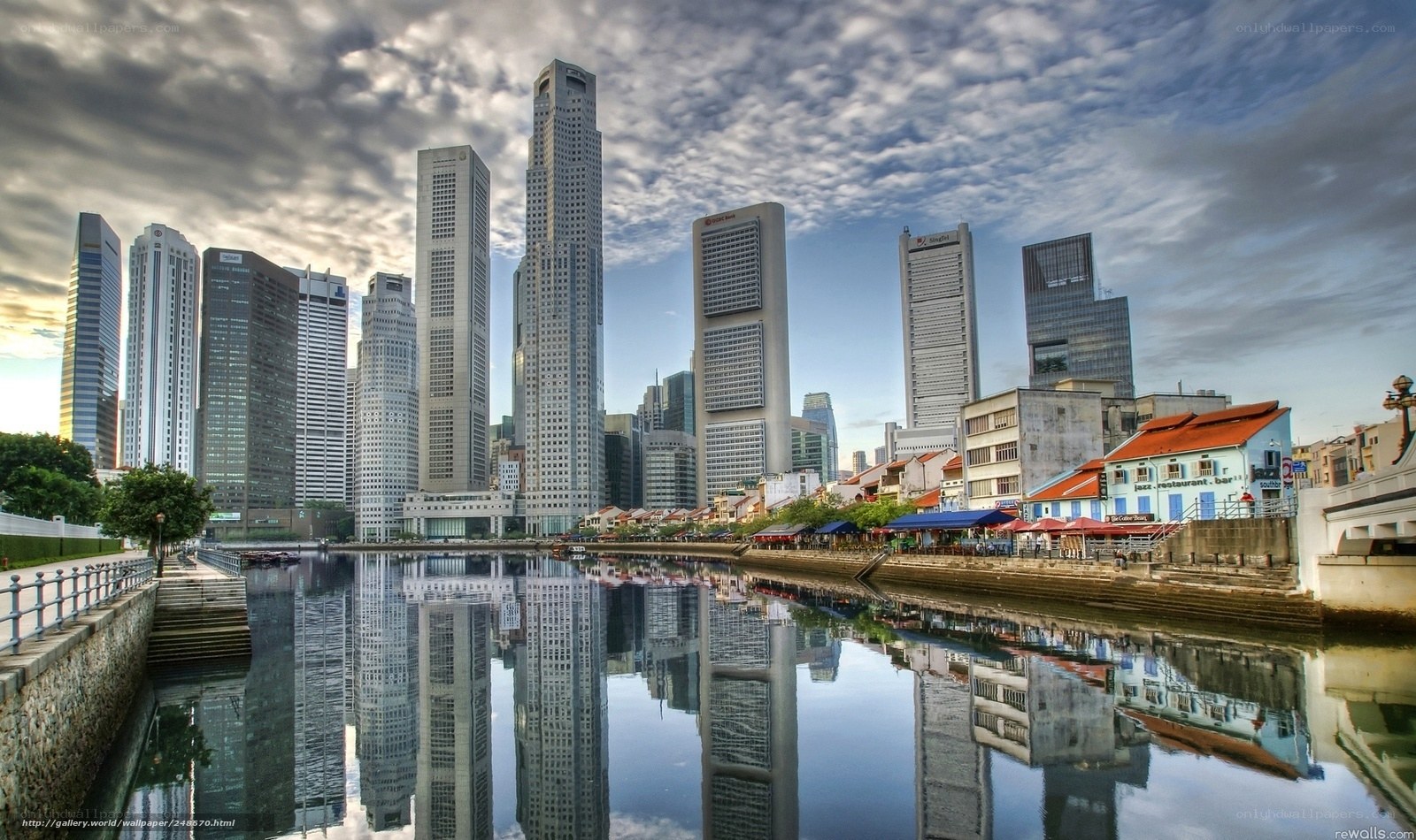 Singapore skyline at river
