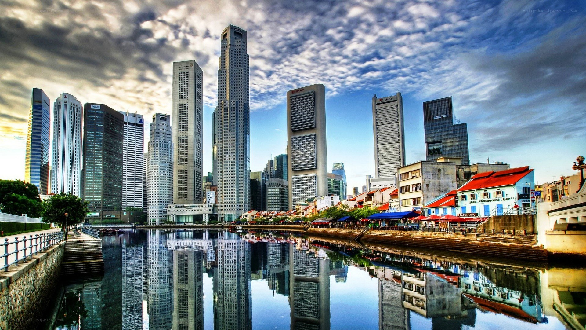 Singapore skyline at riverfront