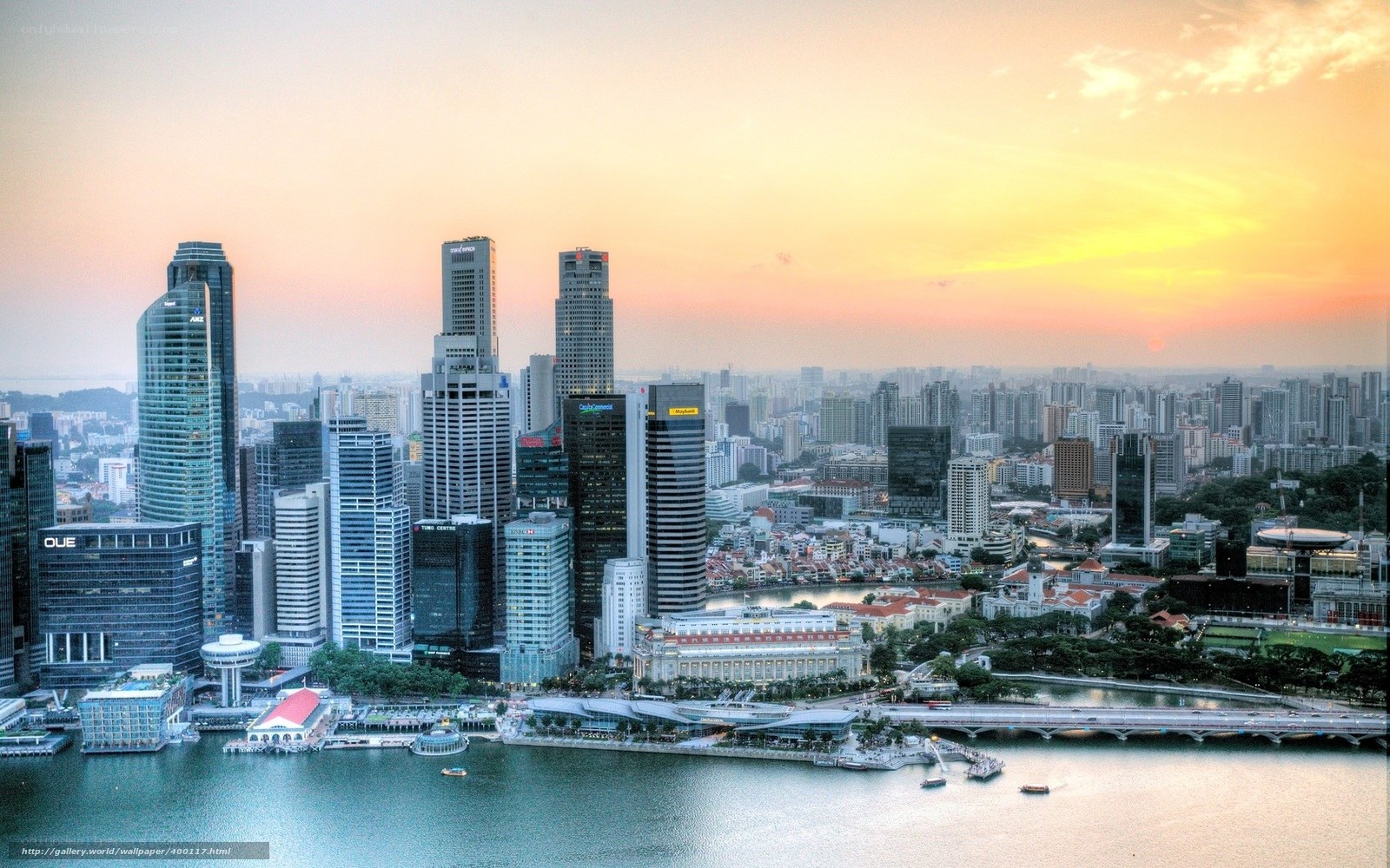 Singapore skyline at sunset