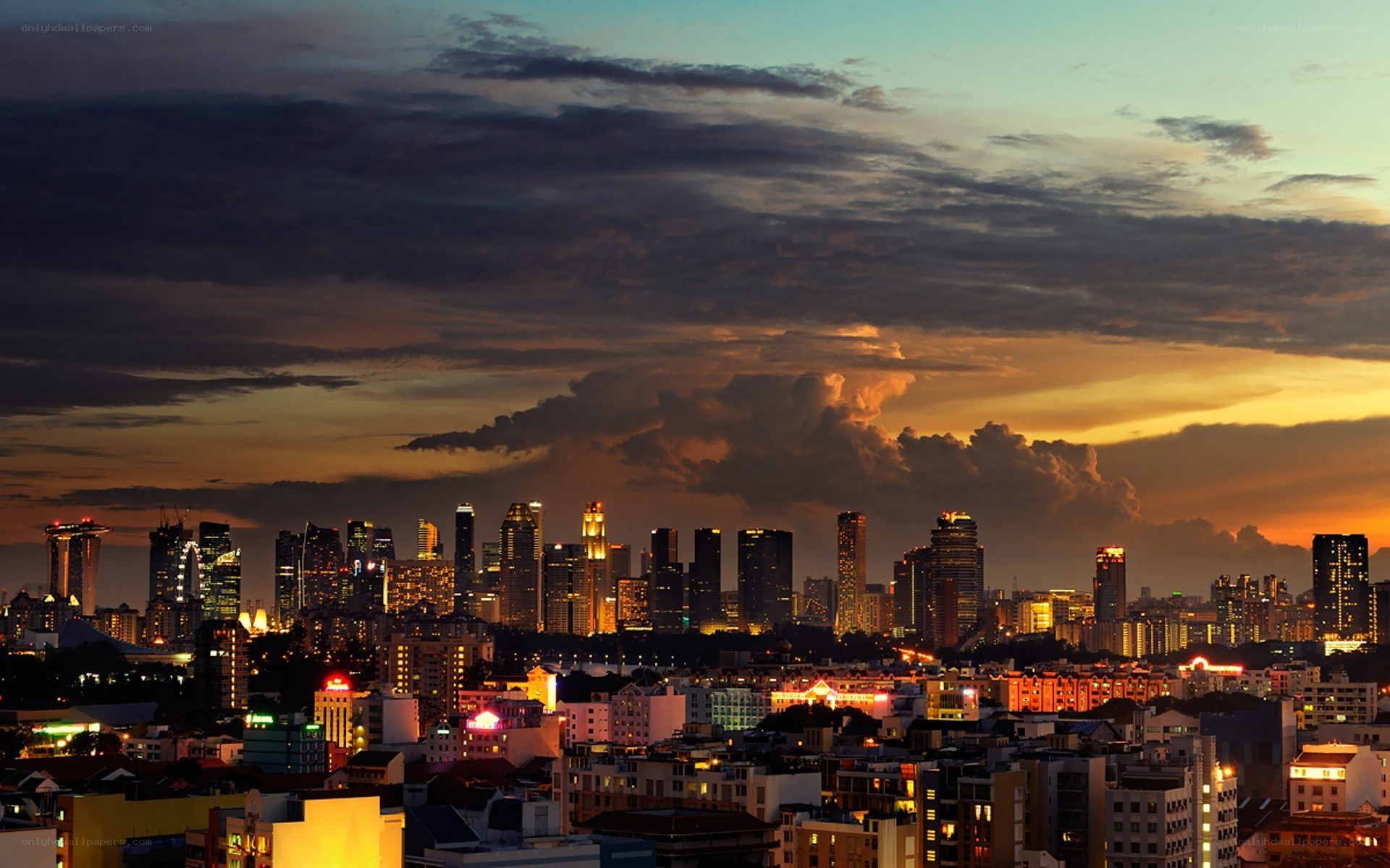 Singapore skyline at sunset