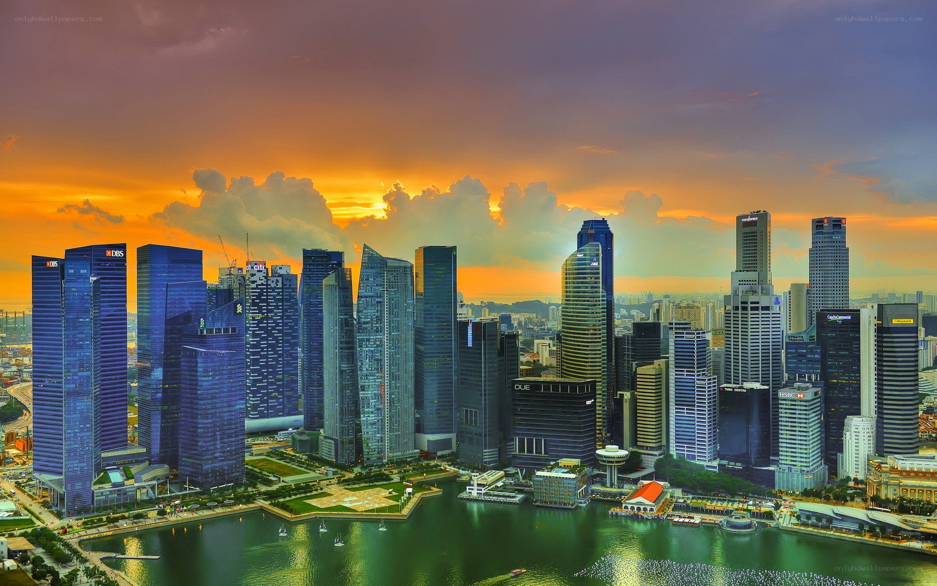Singapore skyline at sunset