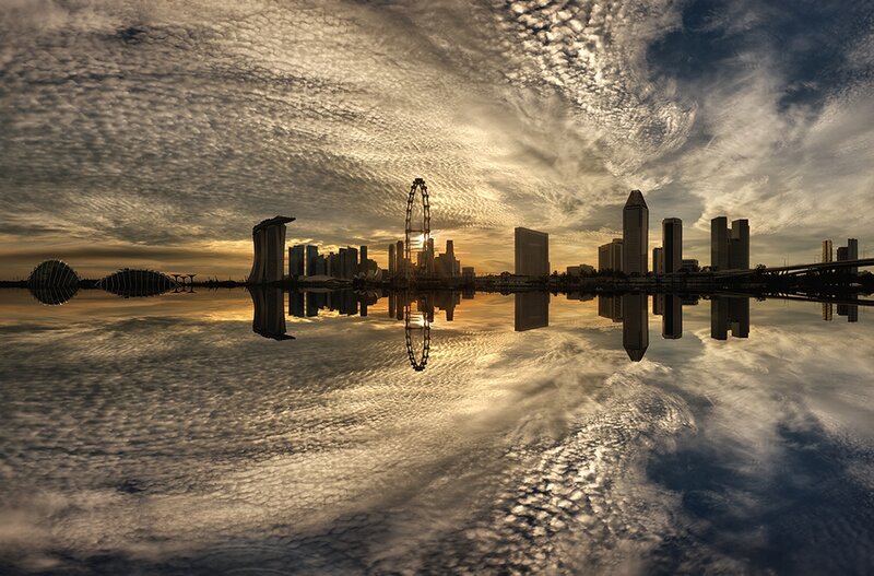 Singapore Skyline at Sunset — Gold