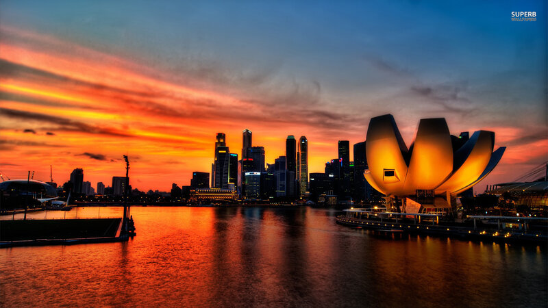 Singapore Skyline at Sunset — Orange