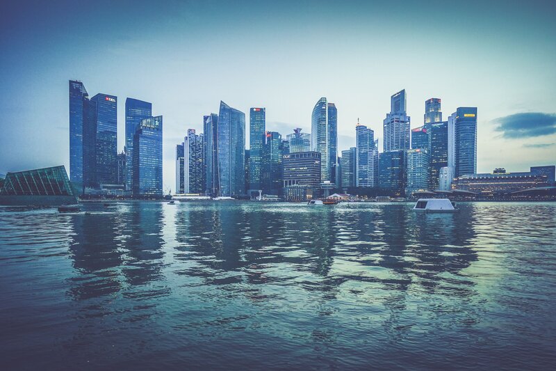 Singapore Skyline — Blue, Calm
