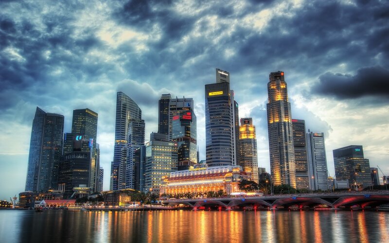 Singapore Skyline — Blue, Dramatic, Sunset, Photograph