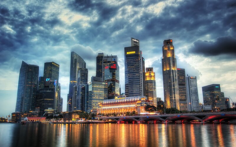 Singapore Skyline — Blue, Dramatic, Sunset