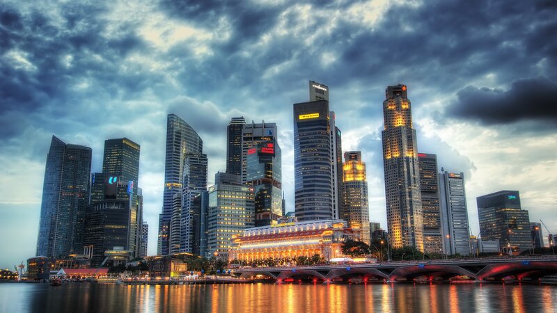 Singapore Skyline — Blue, Dramatic