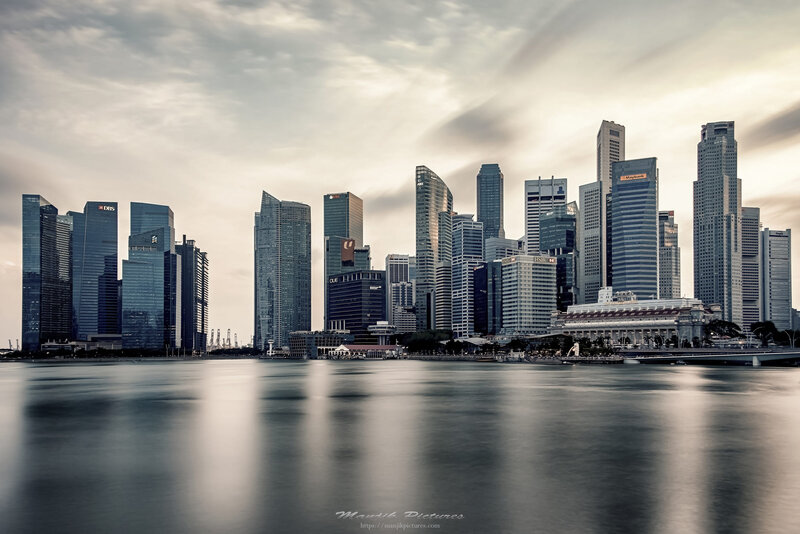 Singapore Skyline — Gray, Dramatic